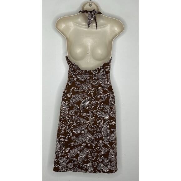 Trina Turk Women’s Brown Paisley Halter Neck Knit Sheath Dress Stretch Size 4 - Picture 5 of 5